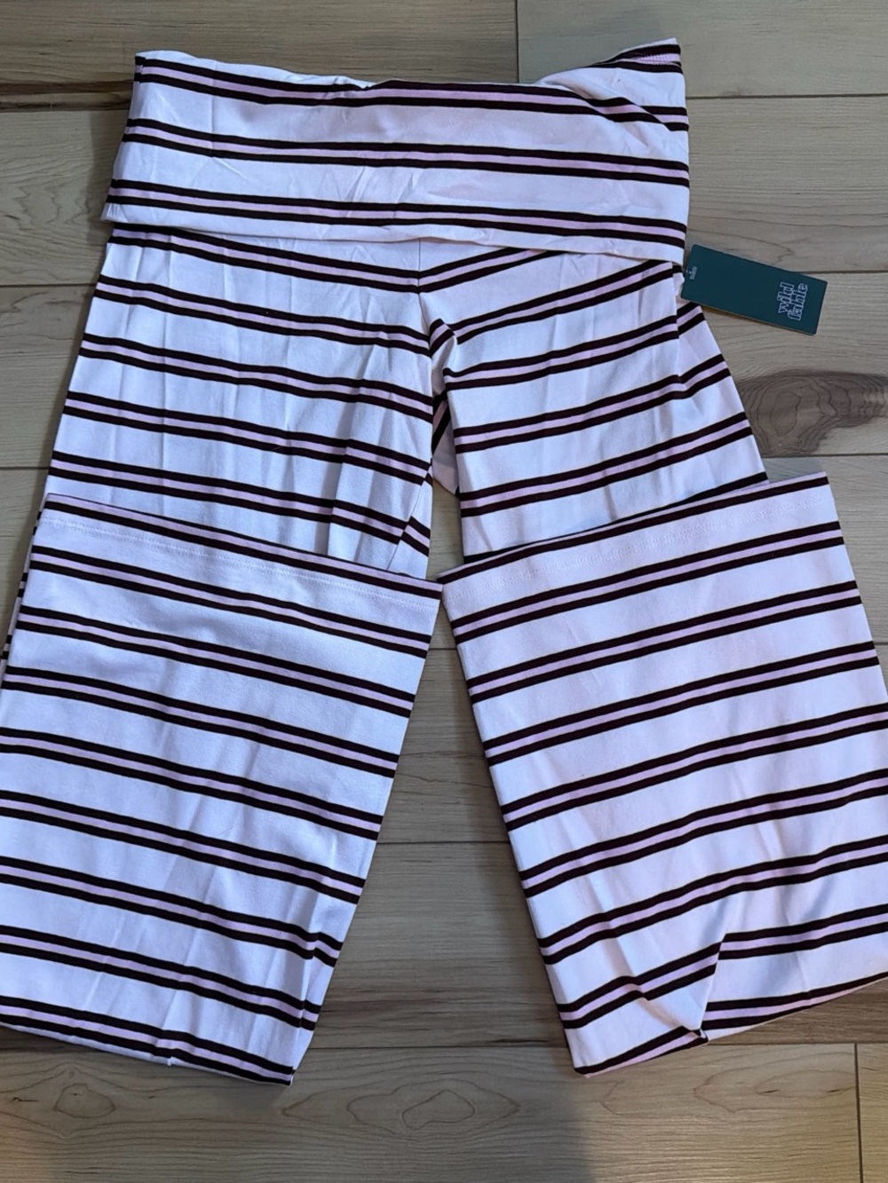 Striped Fold-Over Pants